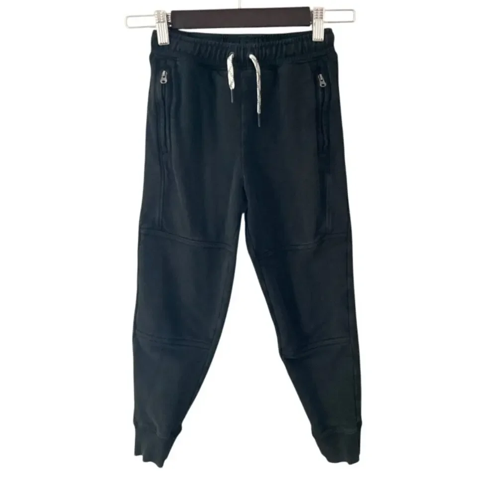 Hanna Andersson Slim Fit French Terry Double Knee Sweatpants Black 6/7